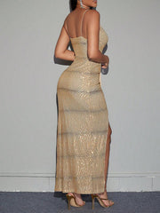 Sleeveless Sequin V-neck Dress MYC1004