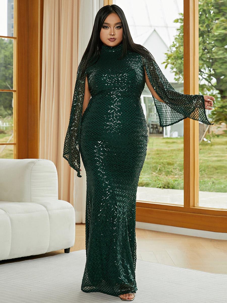 Plus Mermaid Sequin Evening Dress PXJ1263