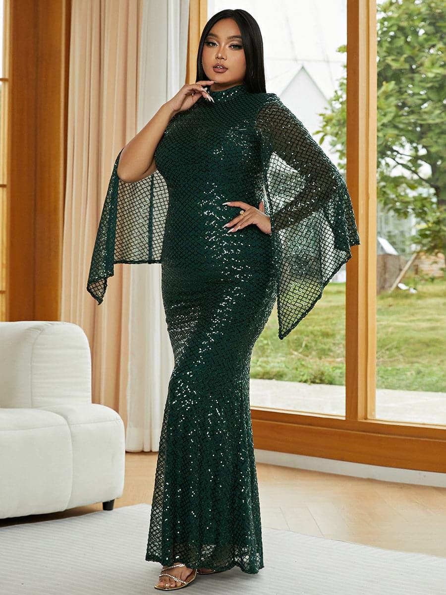 Plus Mermaid Sequin Evening Dress PXJ1263