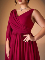 Plus Chiffon Draped A-line Wedding Guest Dress XF251303
