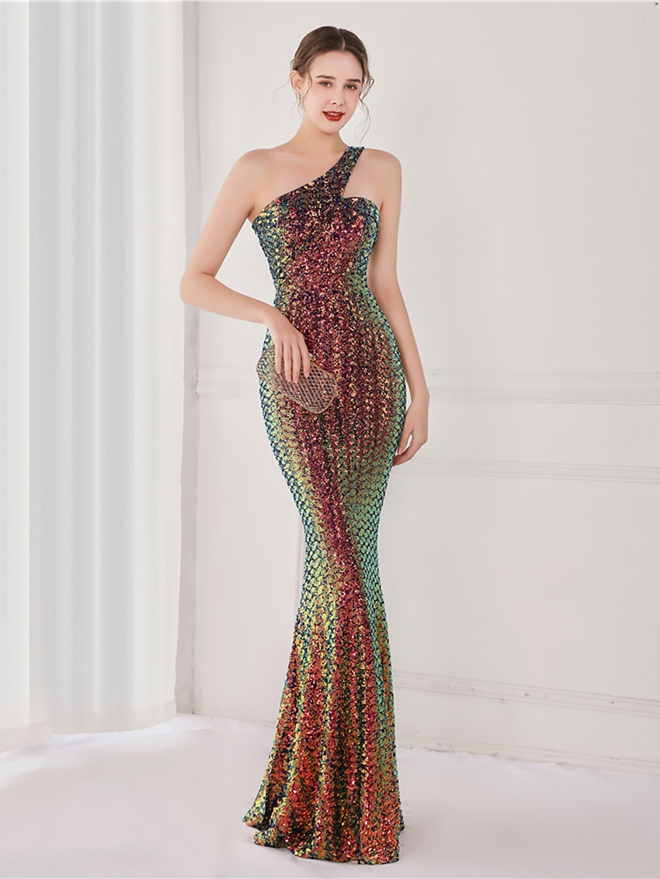 Tiffany One Shoulder Sequin Mermaid Cocktail Dress