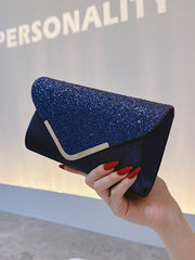 Navy Glitter Flap Metallic Clutch MNBF126