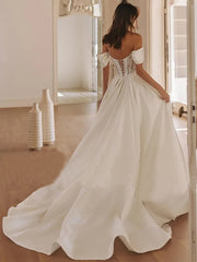 Seraphina Off-the-Shoulder Corset Wedding Dress with Cathedral Train MSW079