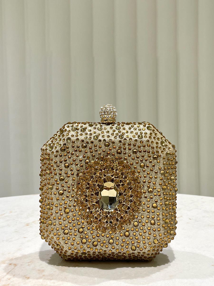 Emerald Green Rhinestone Statement Clutch Bag MNBF120