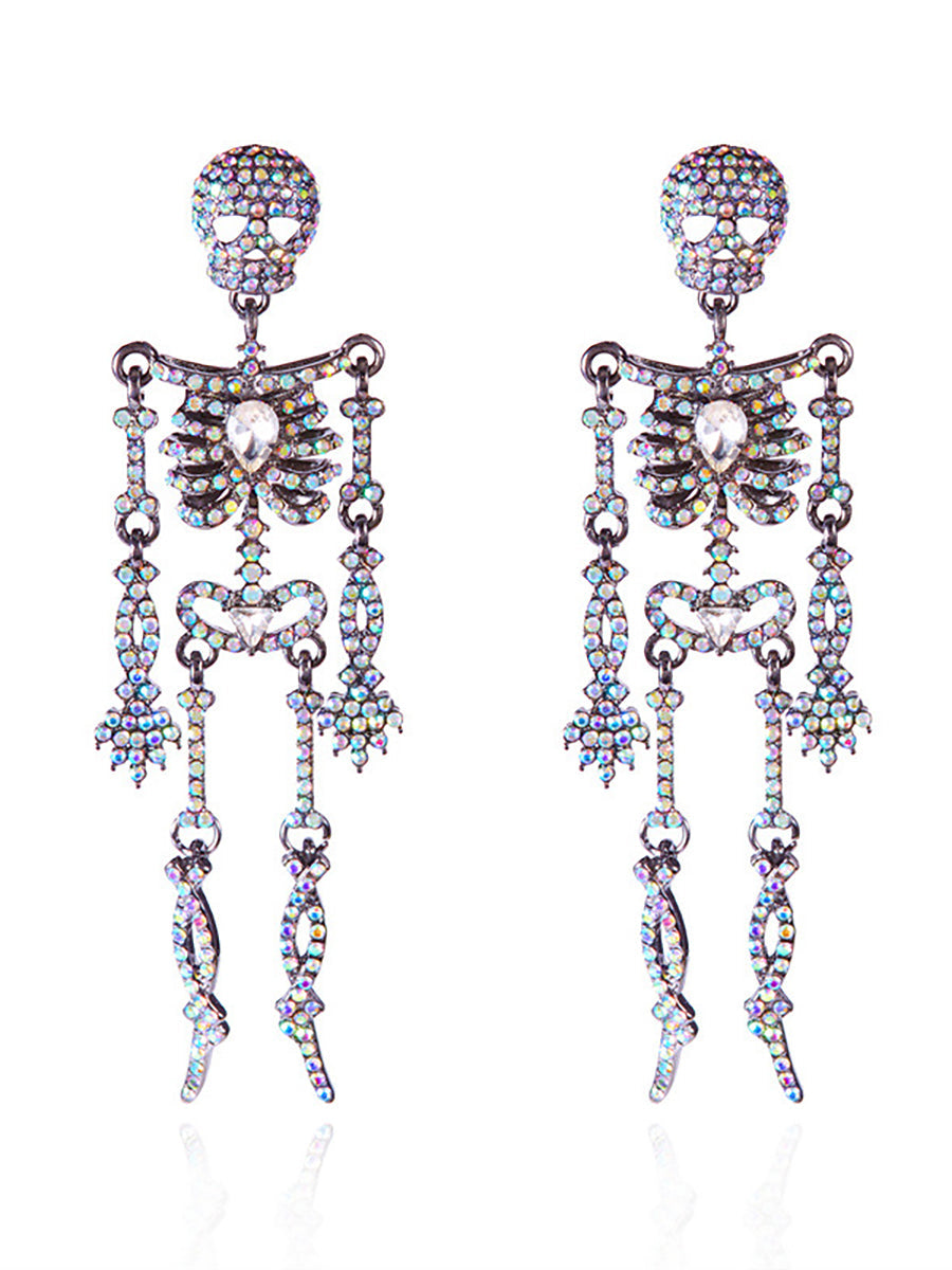 Halloween Skull Rhinestone Retro Earrings MSE20034