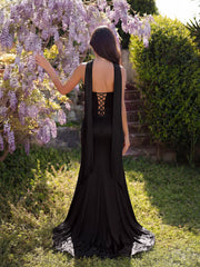 Lace Corset Lace-Up Back Evening Dress