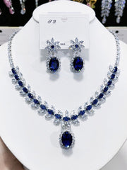 Emerald Green Oval Crystal Necklace Set MRL20006