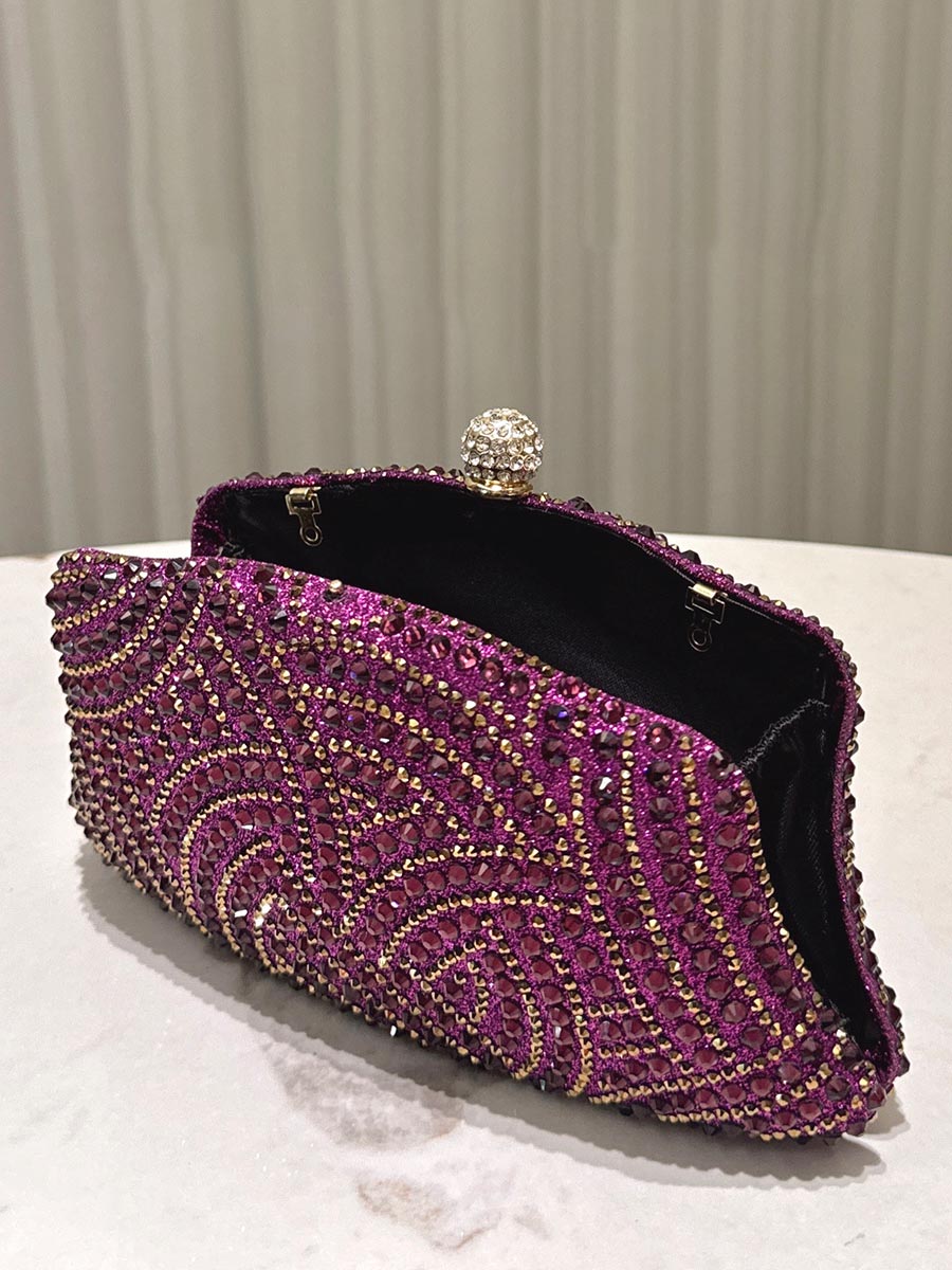 Rhinestone Ruched Evening Clutch Bag MNBF121