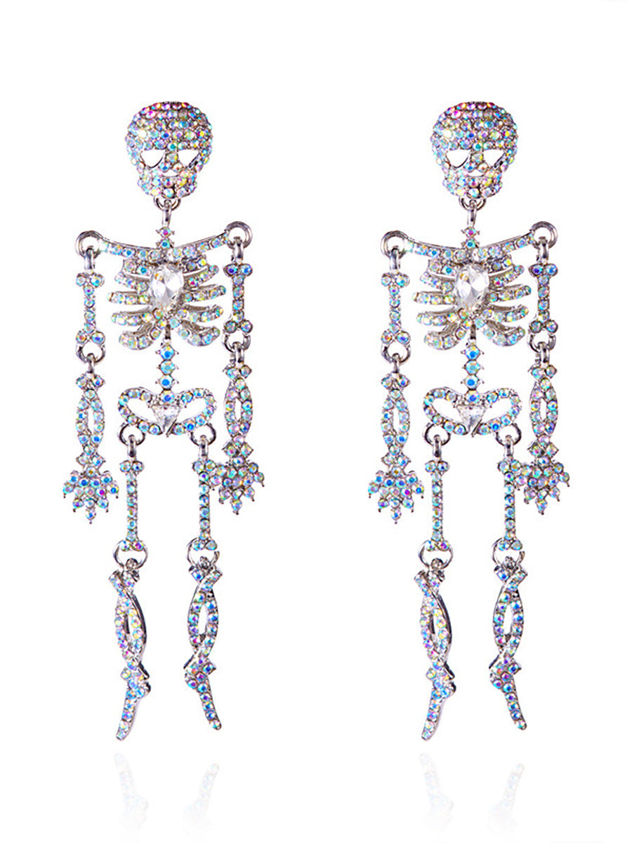 Halloween Skull Rhinestone Retro Earrings MSE20034