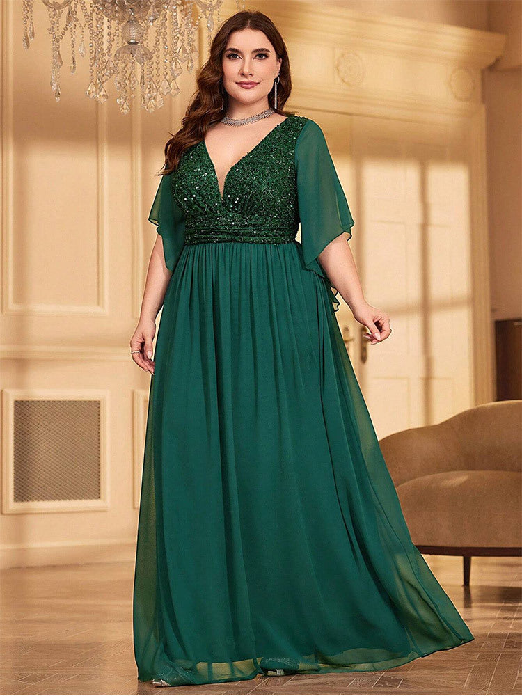 Plus A-line Solid Bridesmaid Dress MYC2043