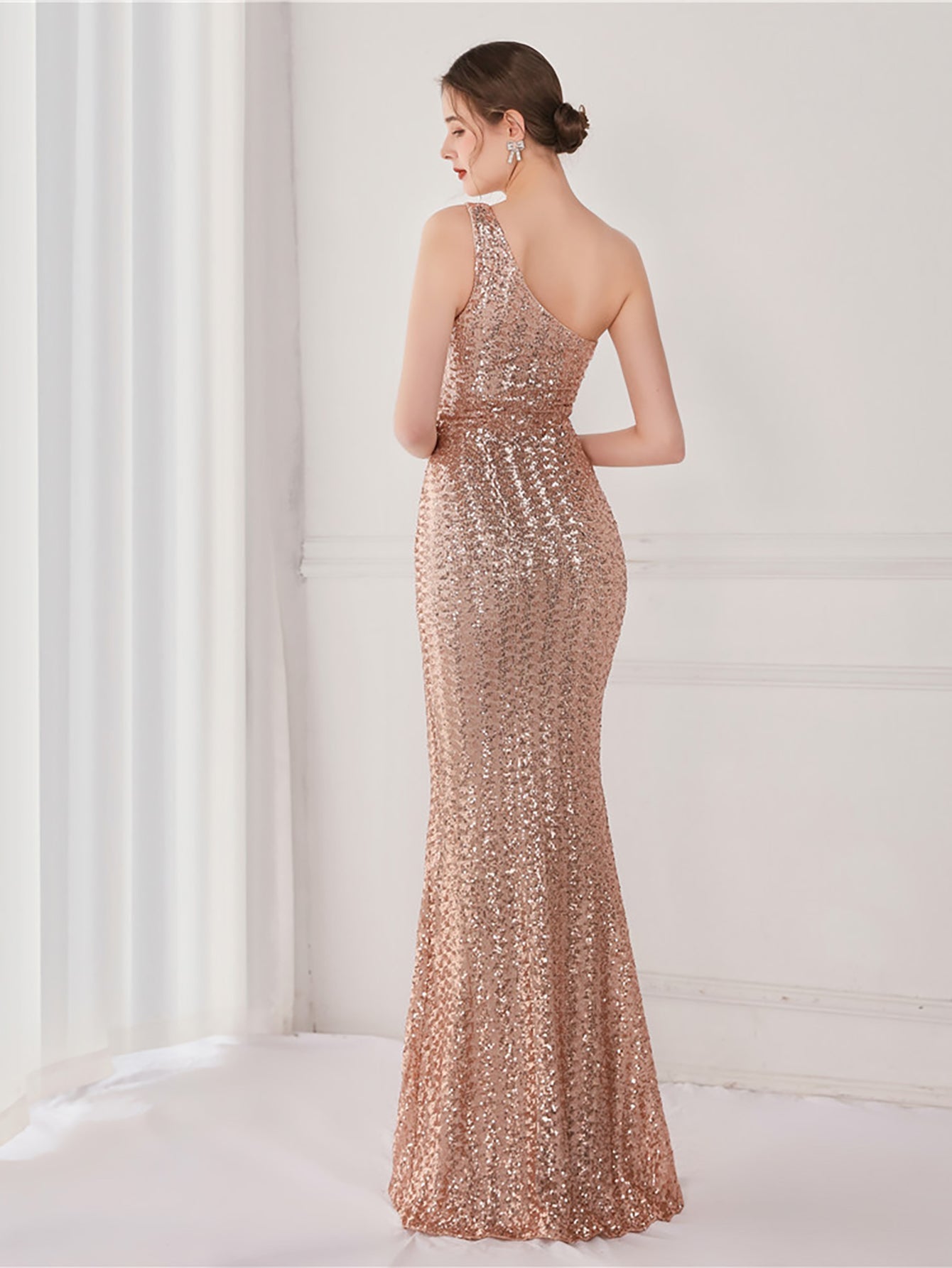 Tiffany One Shoulder Sequin Mermaid Cocktail Dress