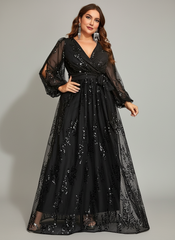Plus Cutout Sequin A-line Prom Dress MYC2042
