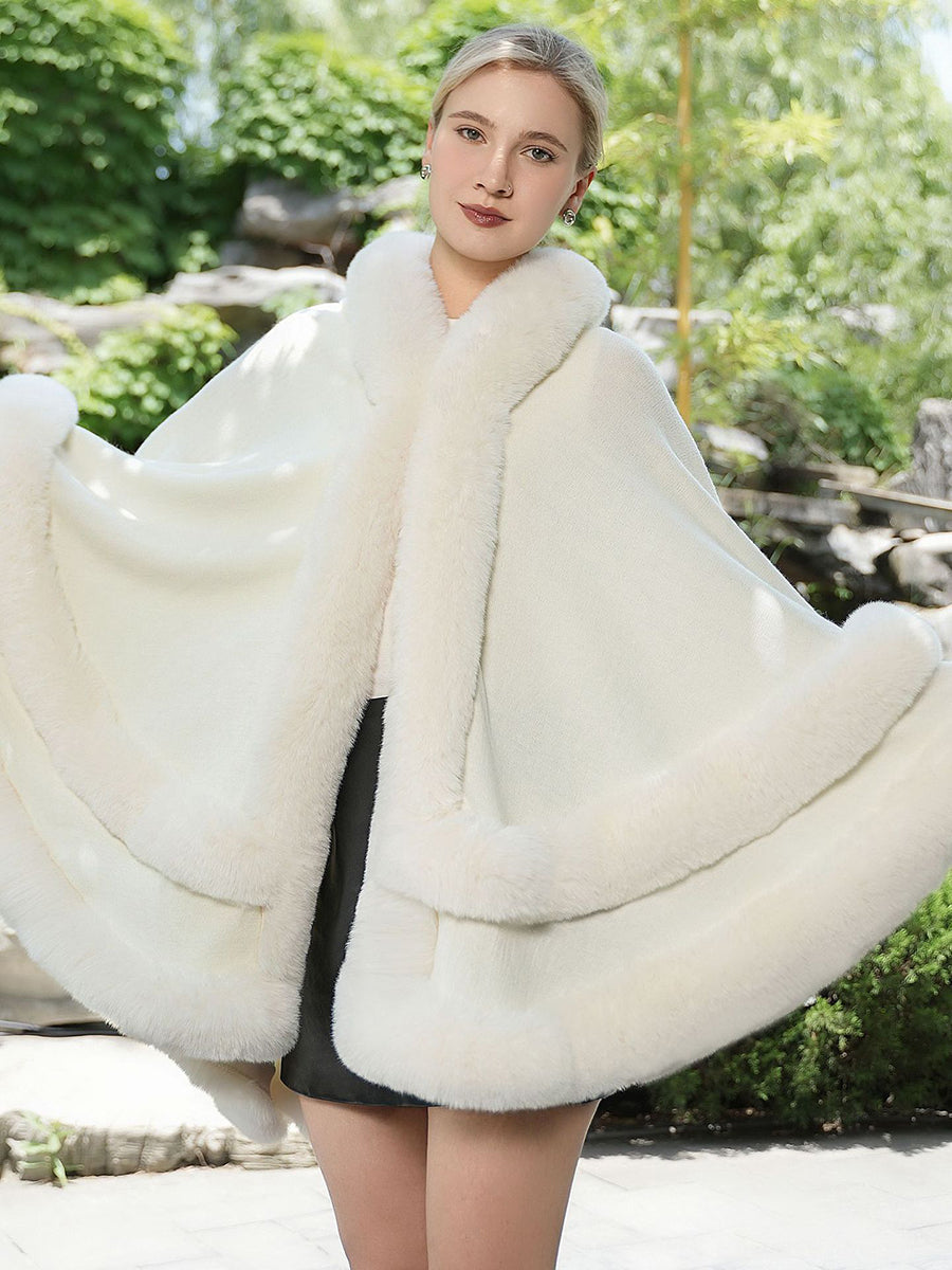 Elegant Winter Faux Fur Poncho Wrap MSF035