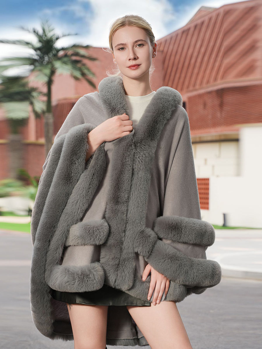 Elegant Winter Faux Fur Poncho Wrap MSF035