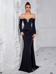 Off Shoulder Rhinestone Prom Dress XF250125
