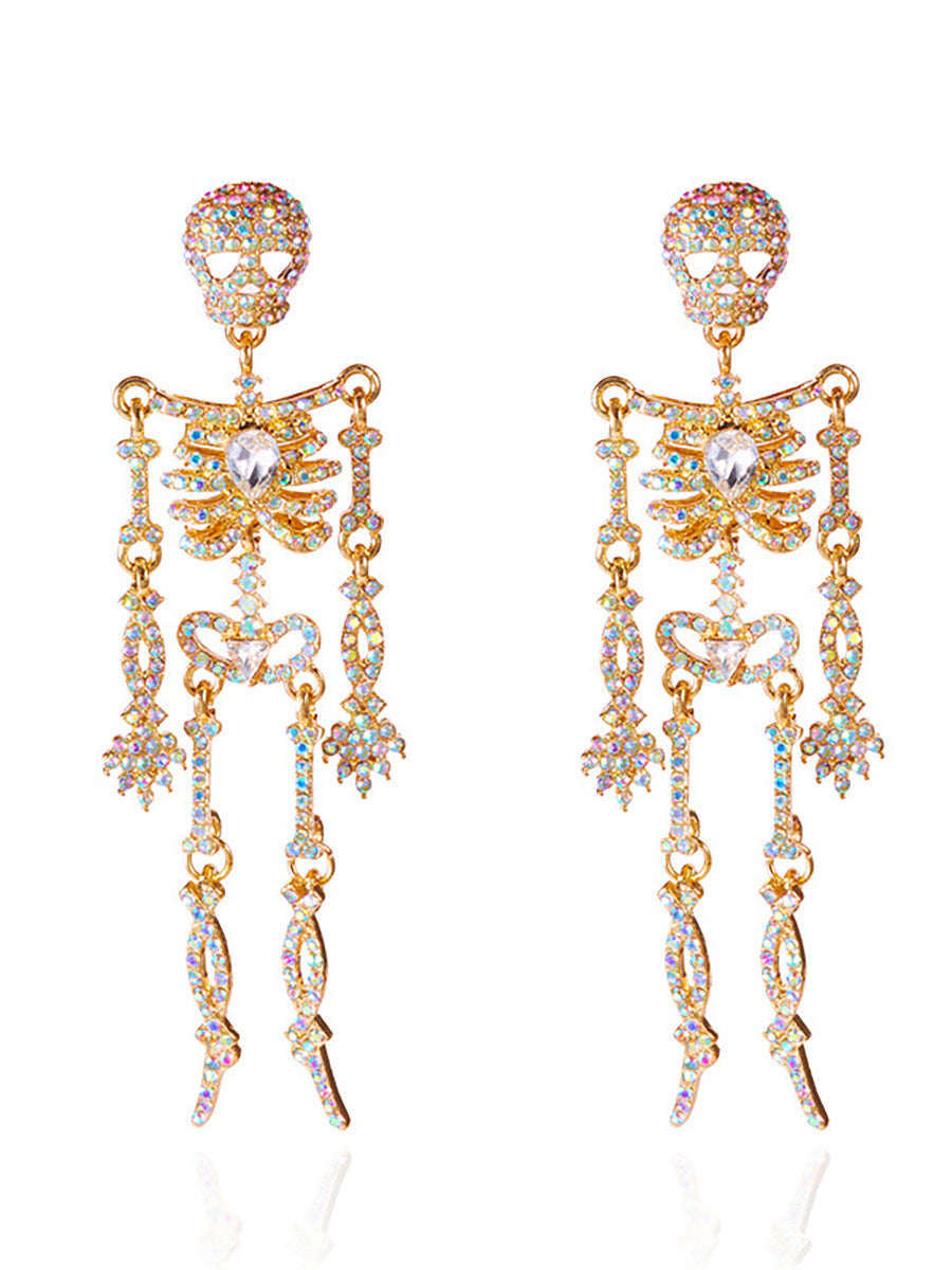 Halloween Skull Rhinestone Retro Earrings MSE20034