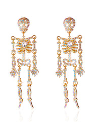 Halloween Skull Rhinestone Retro Earrings MSE20034