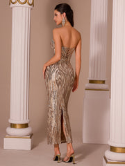 Sequin Strapless Sweetheart Midi Dress