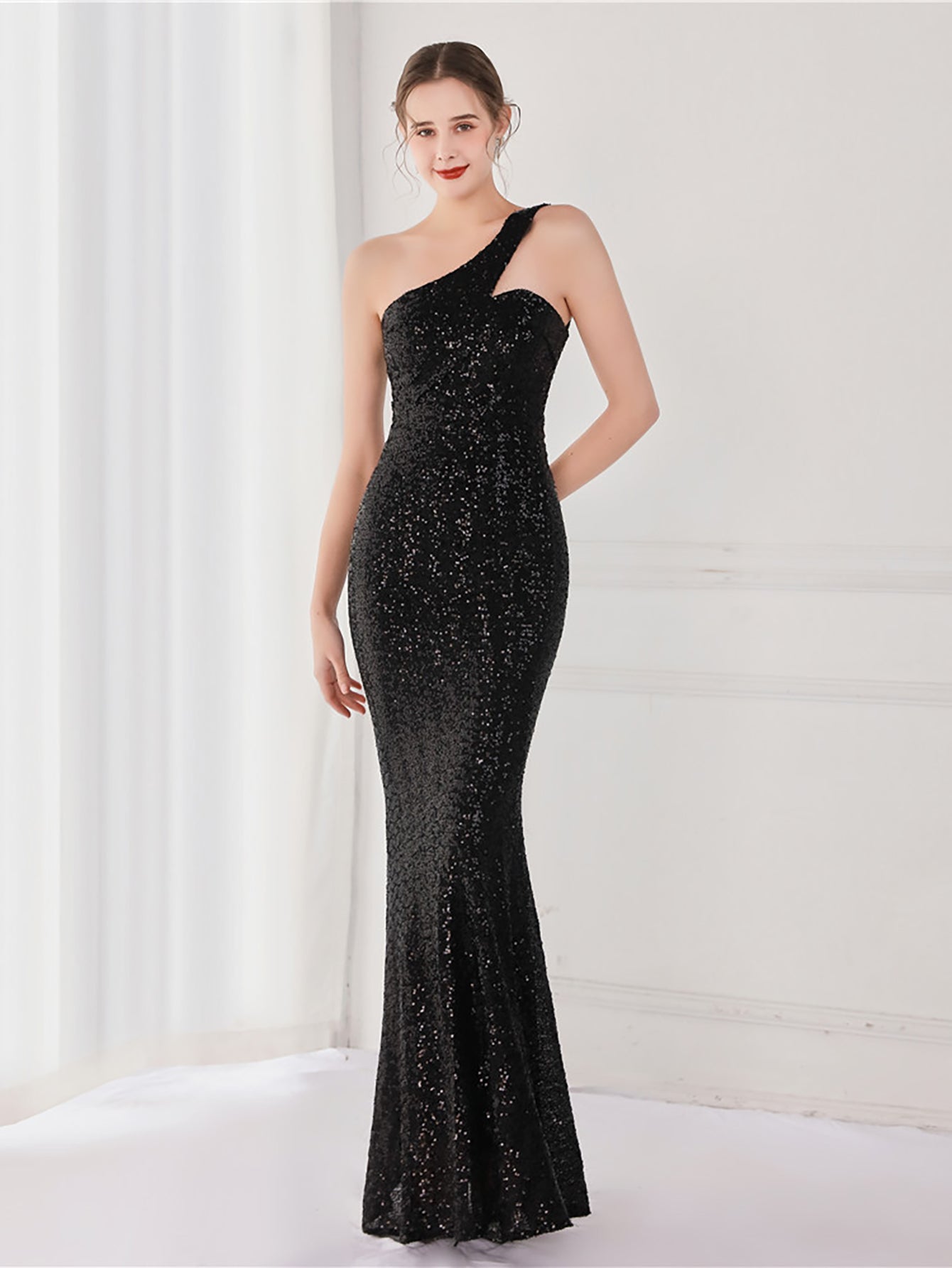 Tiffany One Shoulder Sequin Mermaid Cocktail Dress