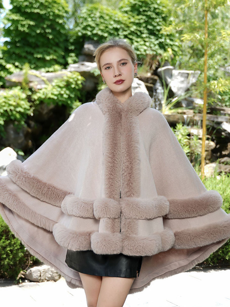 Elegant Winter Faux Fur Poncho Wrap MSF035
