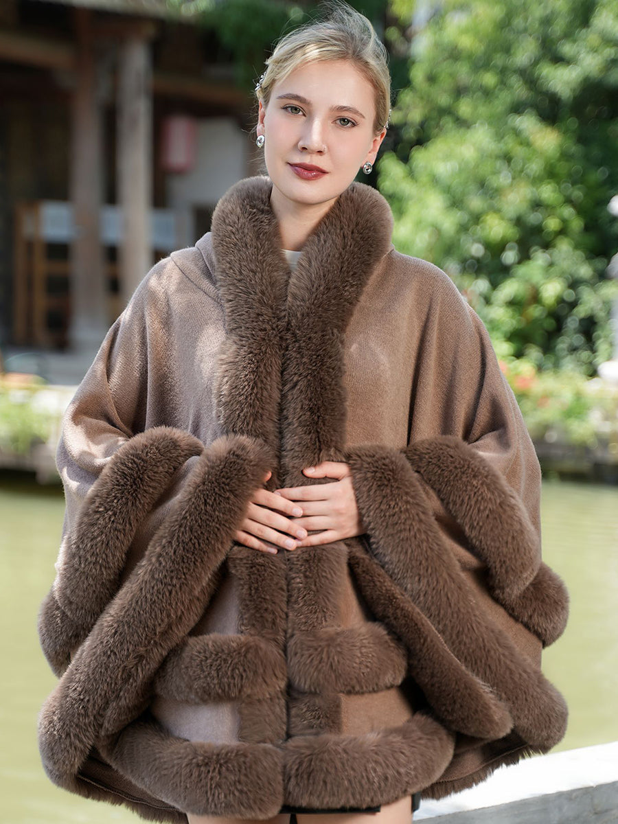 Elegant Winter Faux Fur Poncho Wrap MSF035