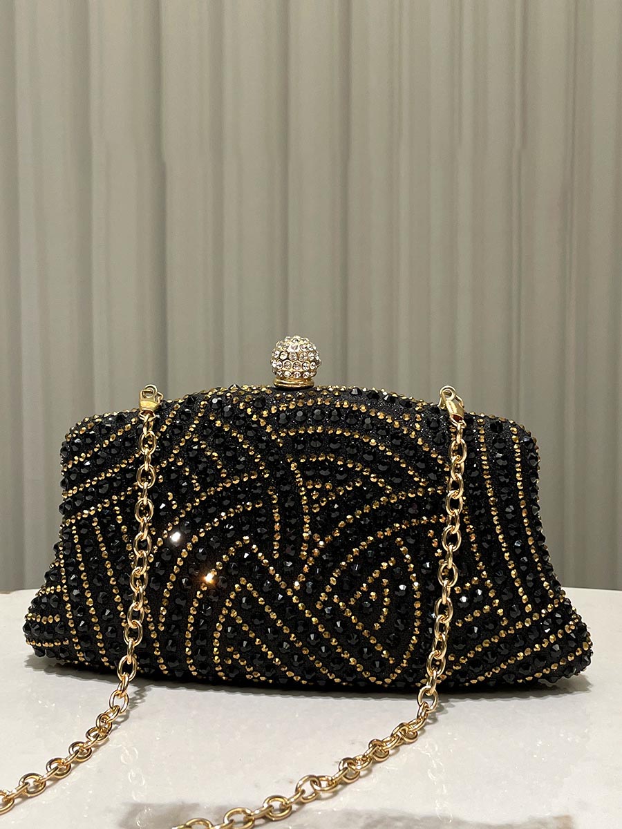 Rhinestone Ruched Evening Clutch Bag MNBF121