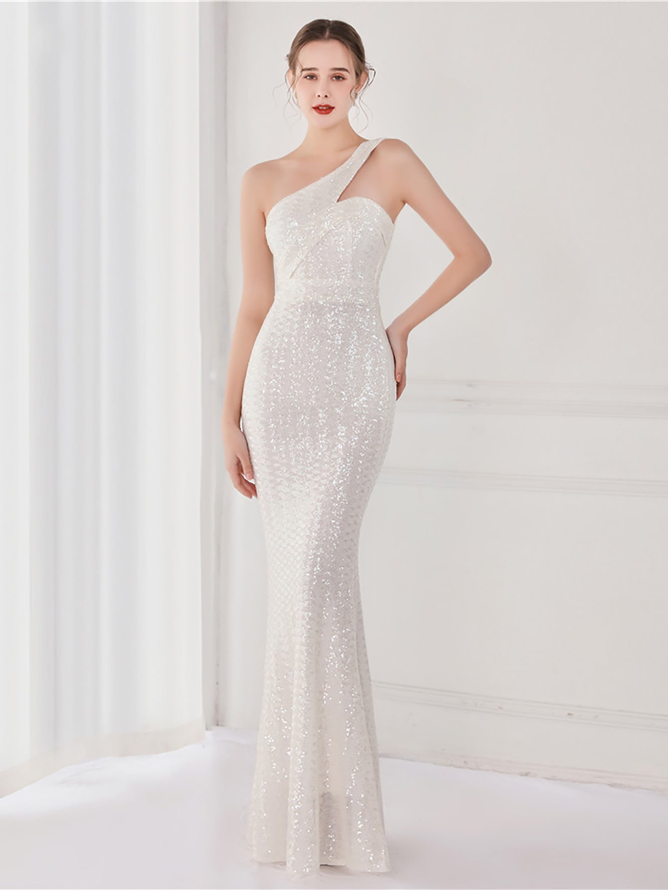 Tiffany One Shoulder Sequin Mermaid Cocktail Dress