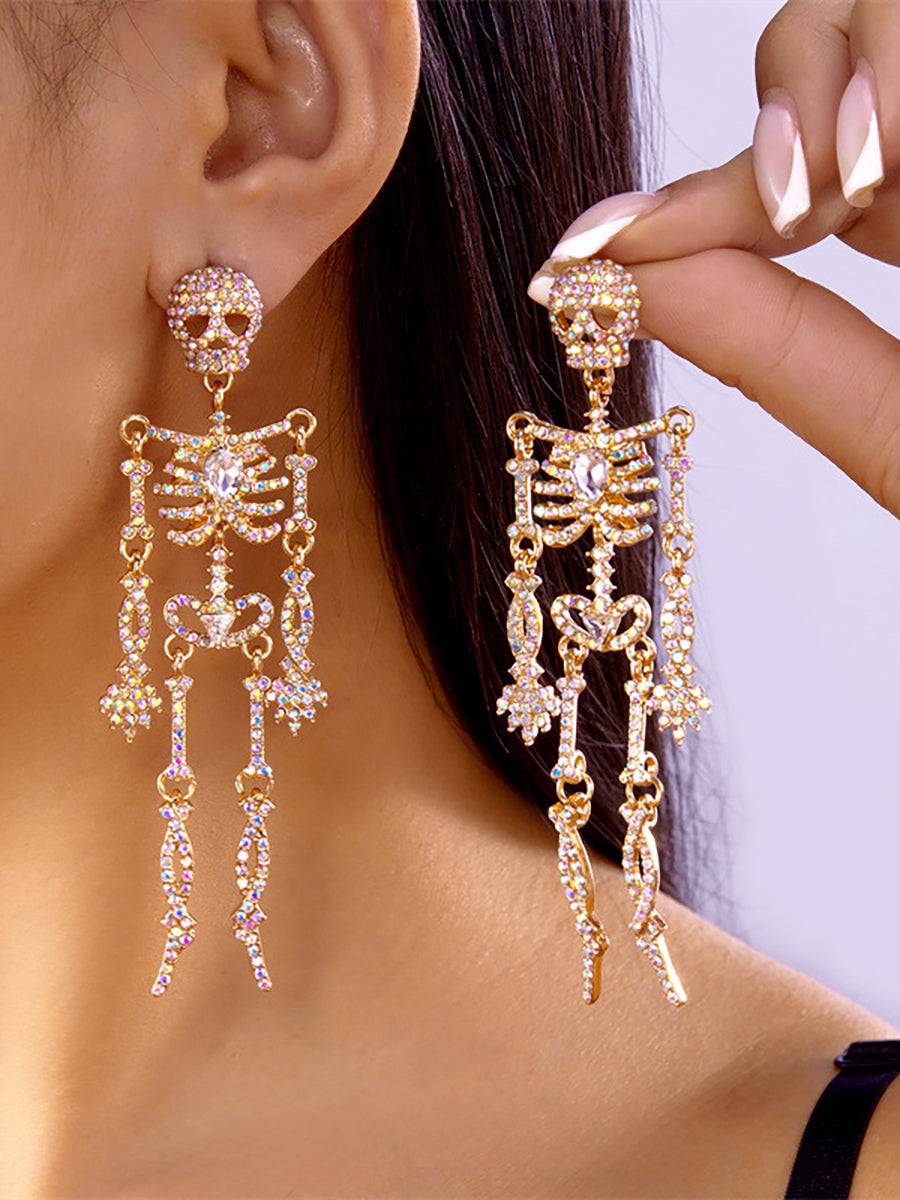 Halloween Skull Rhinestone Retro Earrings MSE20034