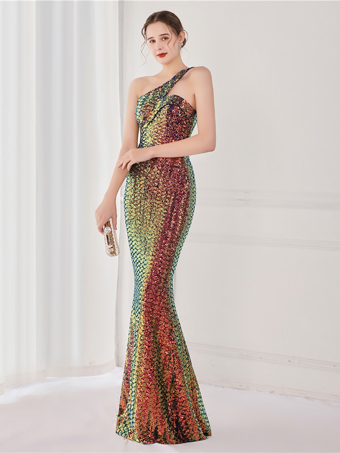 Tiffany One Shoulder Sequin Mermaid Cocktail Dress