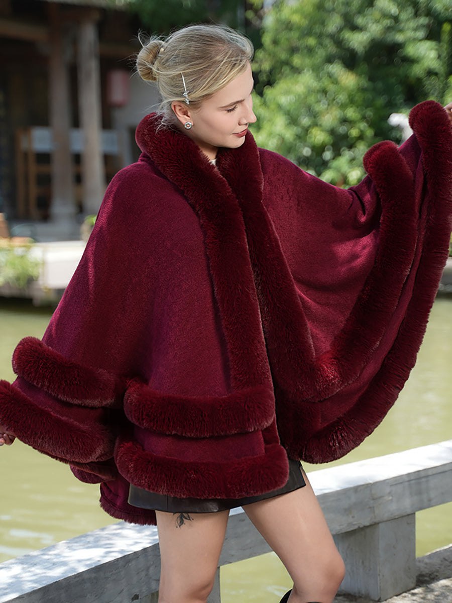 Elegant Winter Faux Fur Poncho Wrap MSF035