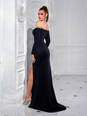 Off Shoulder Rhinestone Prom Dress XF250125