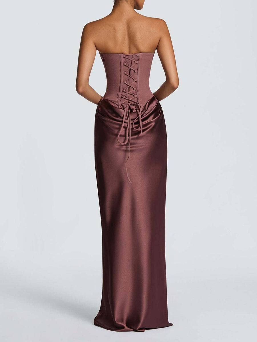 Strapless Corset Satin Mermaid Formal Dress XF251338