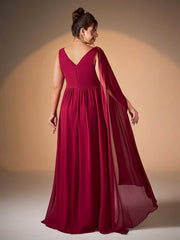 Plus Chiffon Draped A-line Wedding Guest Dress XF251303