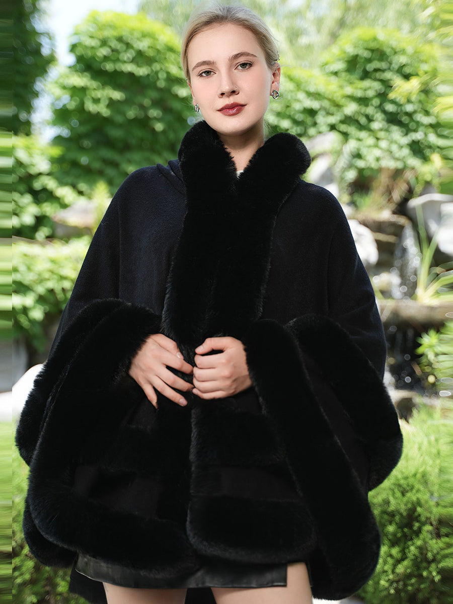 Elegant Winter Faux Fur Poncho Wrap MSF035