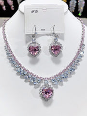 Emerald Green Wheat Heart Crystal Necklace Set MRL20008