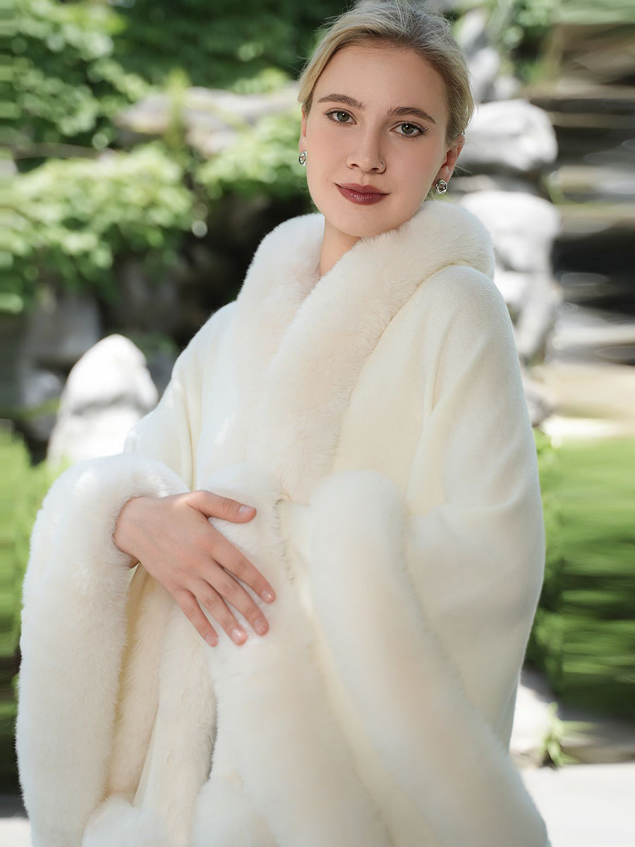 Elegant Winter Faux Fur Poncho Wrap MSF035