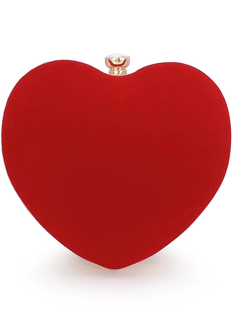 Red Velvet Heart-Shaped Clutch MNBF128