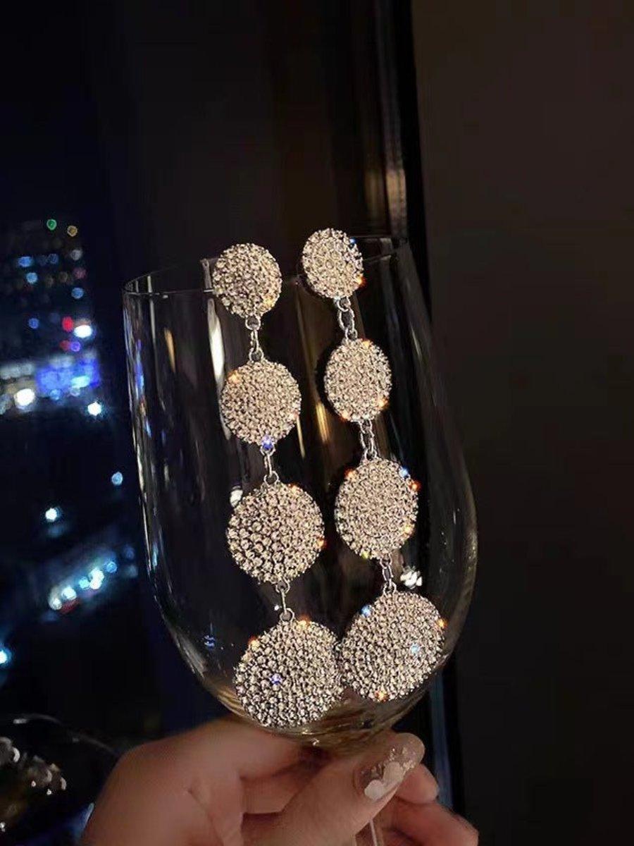 Needle Stone Geometric Circle S925 Silver Drop Earrings MSE101026