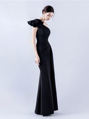 One Shoulder Flower Pleated Draped Prom Dress MYN1002