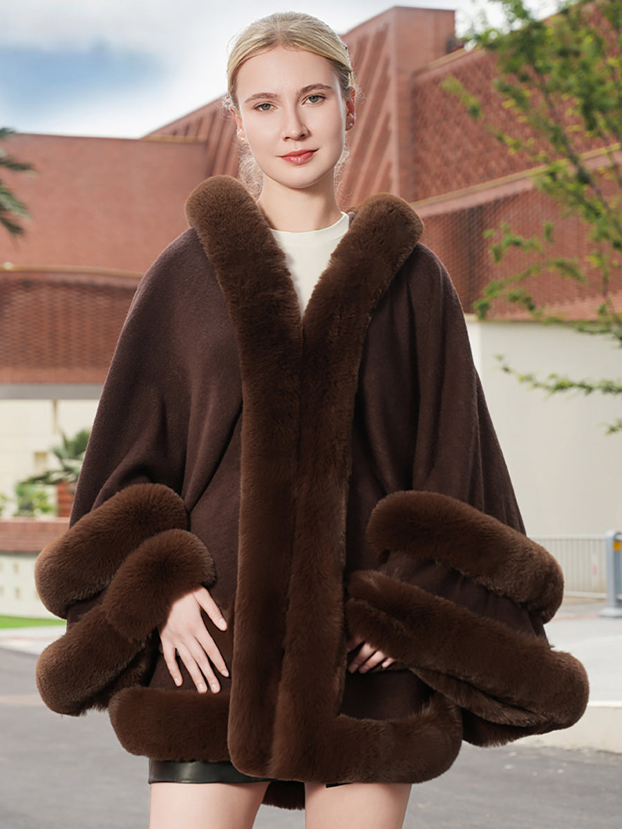 Elegant Winter Faux Fur Poncho Wrap MSF035
