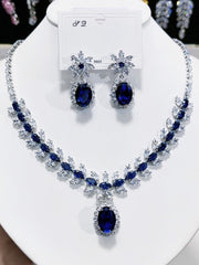 Emerald Green Oval Crystal Necklace Set MRL20006