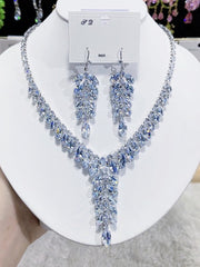 Garnet Red Crystal Leaf Cluster Necklace Set MRL20007