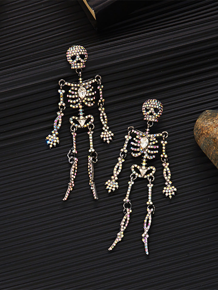 Halloween Skull Rhinestone Retro Earrings MSE20034