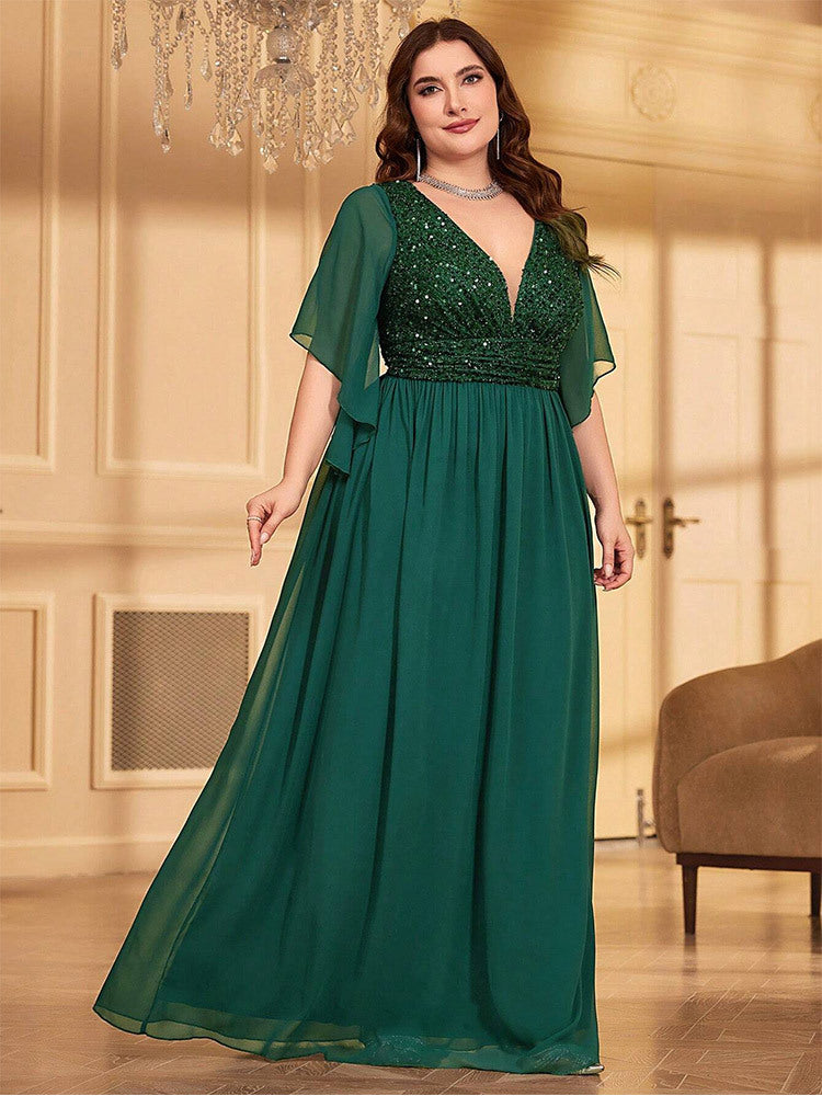 Plus A-line Solid Bridesmaid Dress MYC2043
