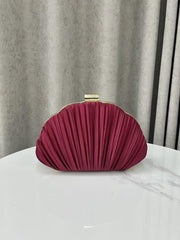 Pleated Satin Shell-Shaped Clutch MNBF122