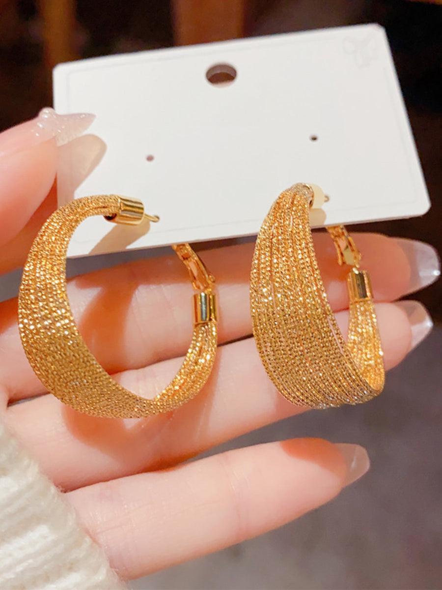Personalized Metal Geometric Large Earrings MSE20007