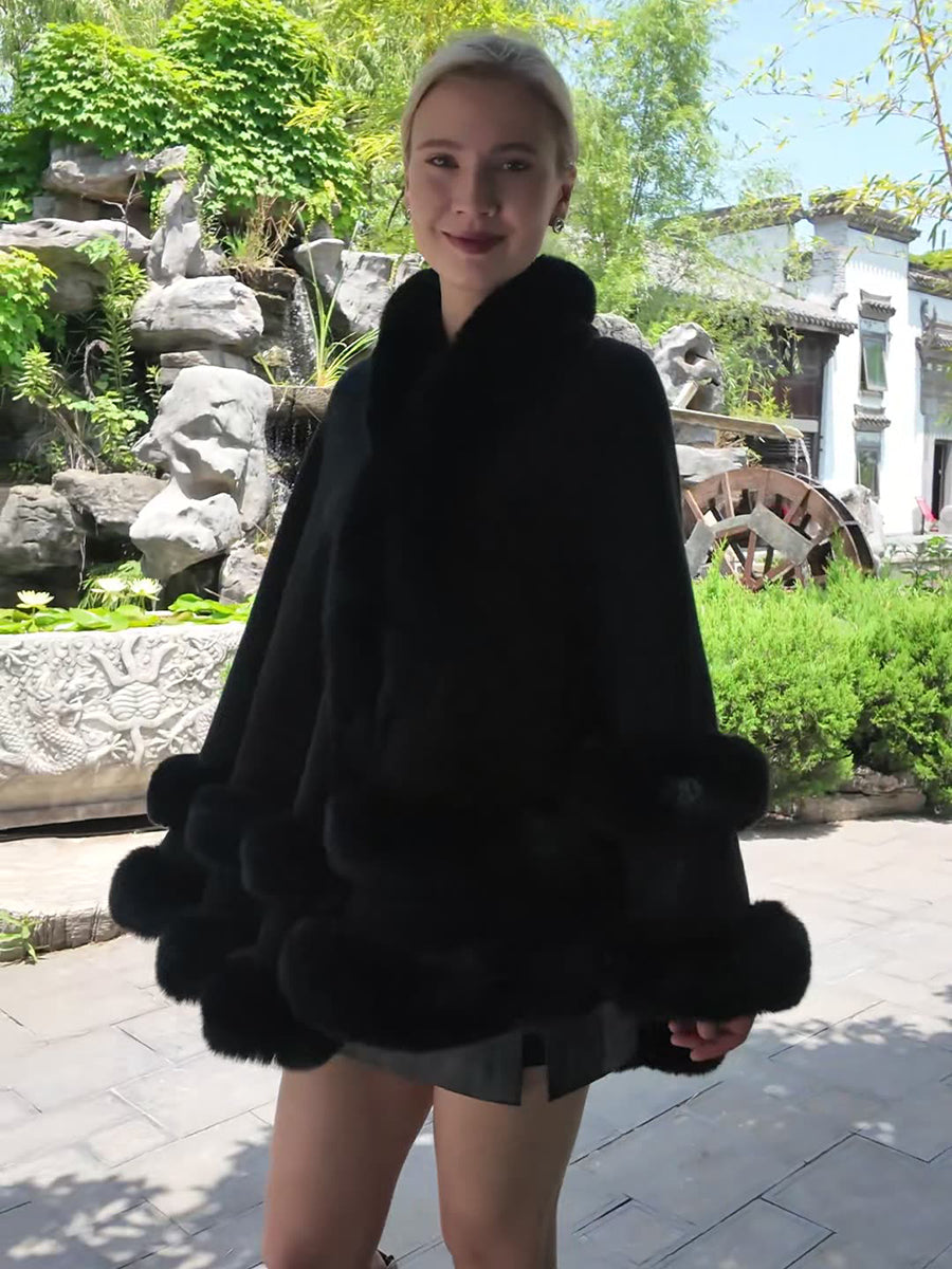Elegant Winter Faux Fur Poncho Wrap MSF035