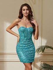 Strapless Sequin Corset Mini Party Dress MCW1197
