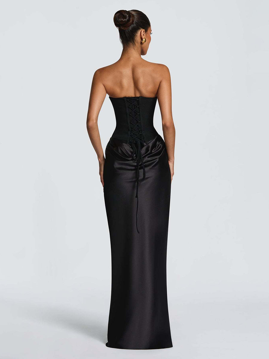 Strapless Corset Satin Mermaid Formal Dress XF251338