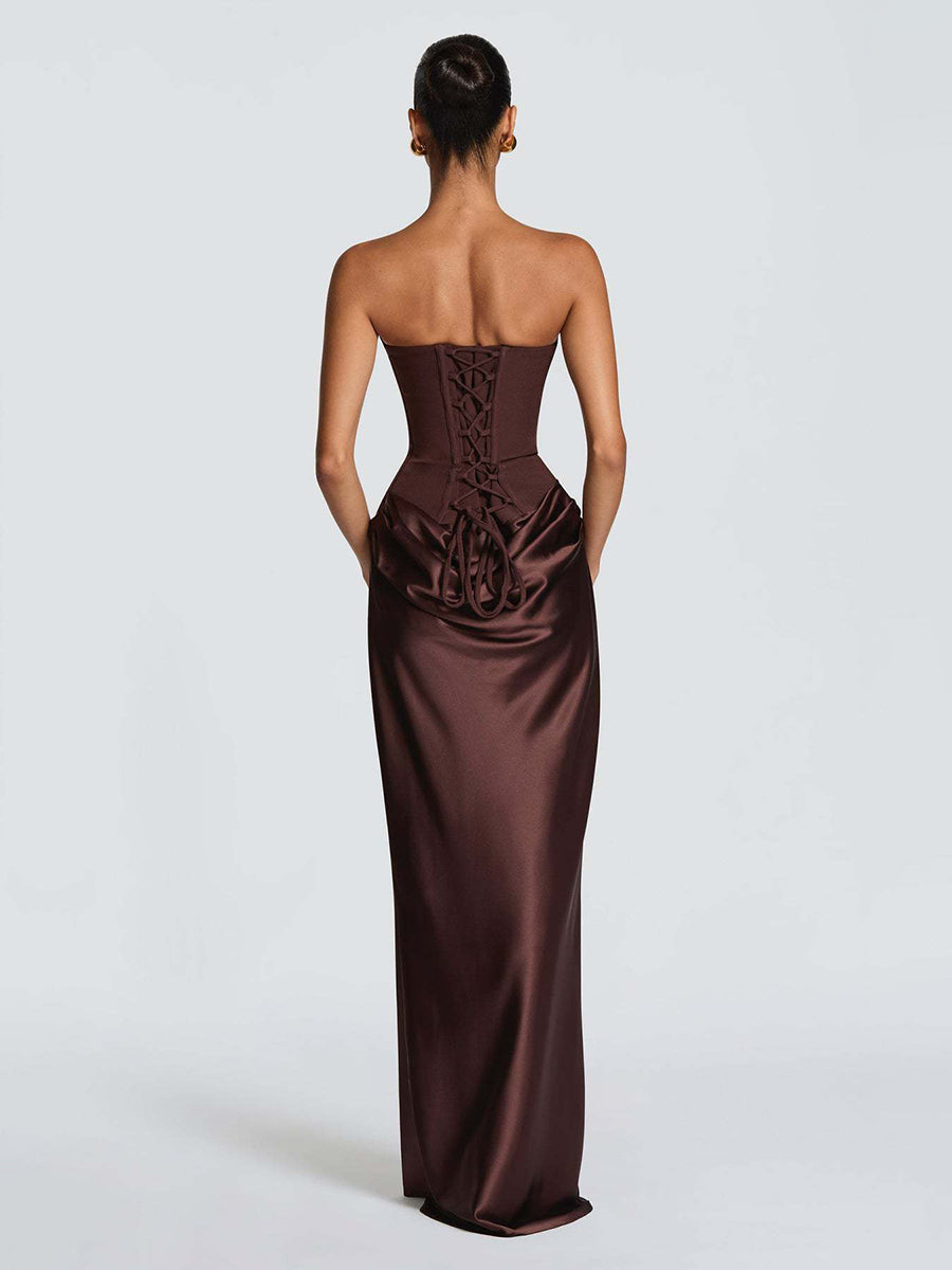 Strapless Corset Satin Mermaid Formal Dress XF251338